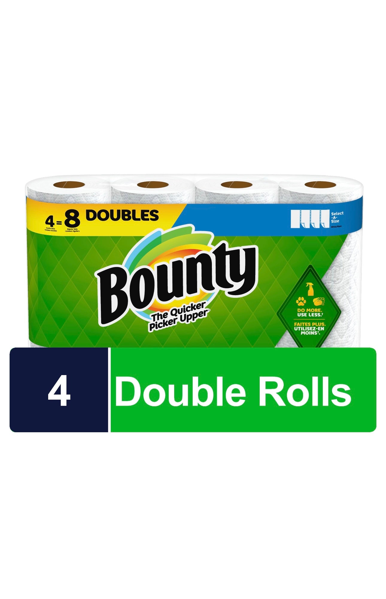 Bounty Select-A-Size Paper Towels, 4
Double Rolls, White, 90 Sheets Per Roll