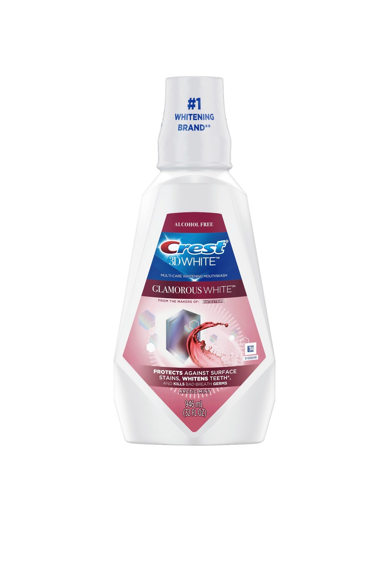 Crest 3D White Multi-Care Whitening
Mouthwash, Glamorous White, Alcohol