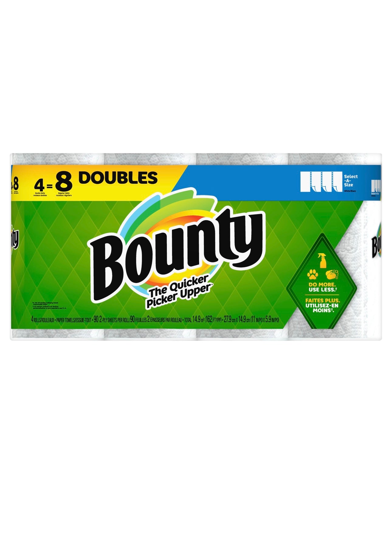 Bounty Select-A-Size Paper Towels, 4
Double Rolls, White, 90 Sheets Per Roll