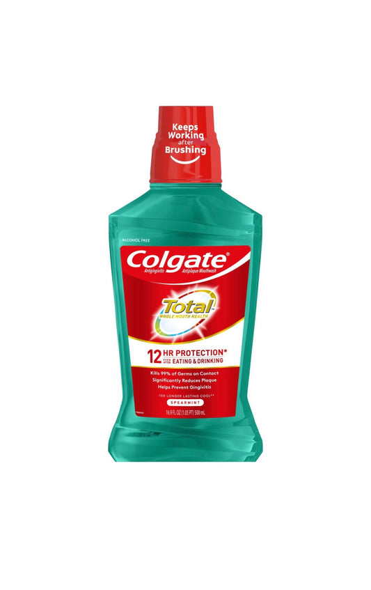 Colgate Total Antigingivitis Antiplaque Mouthwash, Alcohol-Free, Spearmint,