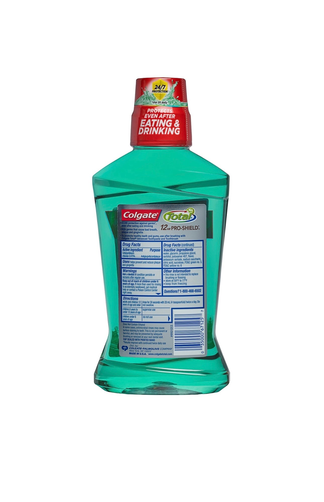 Colgate Total Antigingivitis Antiplaque Mouthwash, Alcohol-Free, Spearmint,